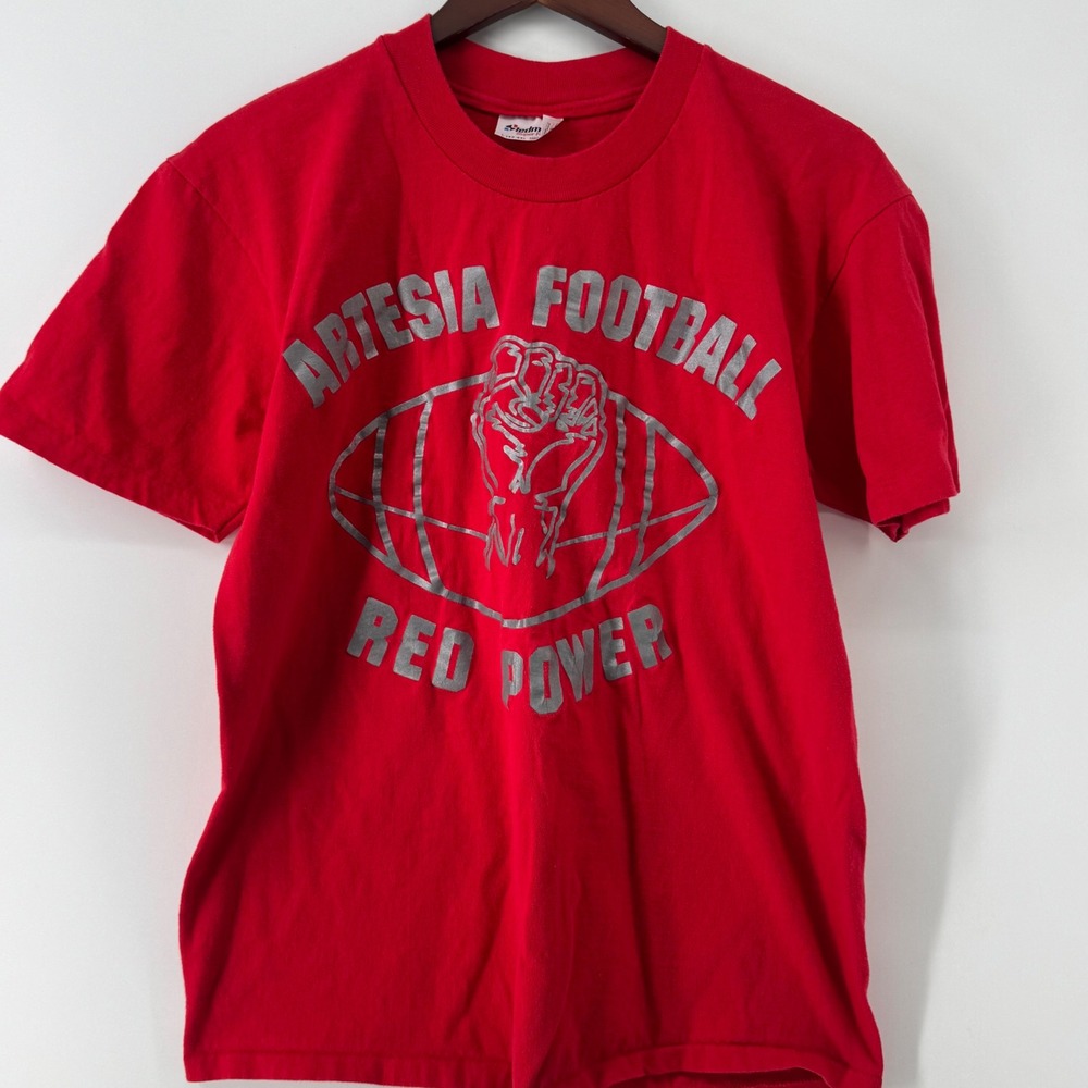 Vintage Stedman Super Hi-Cru Artesia Football Red Power T-Shirt Red Large USA